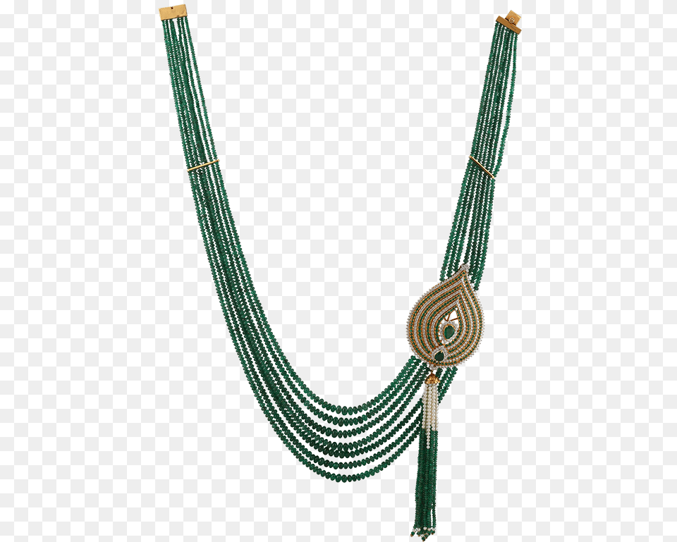 String Of Emrald Beeds With A Side Brroch Studded With Necklace, Accessories, Jewelry, Bow, Weapon Png