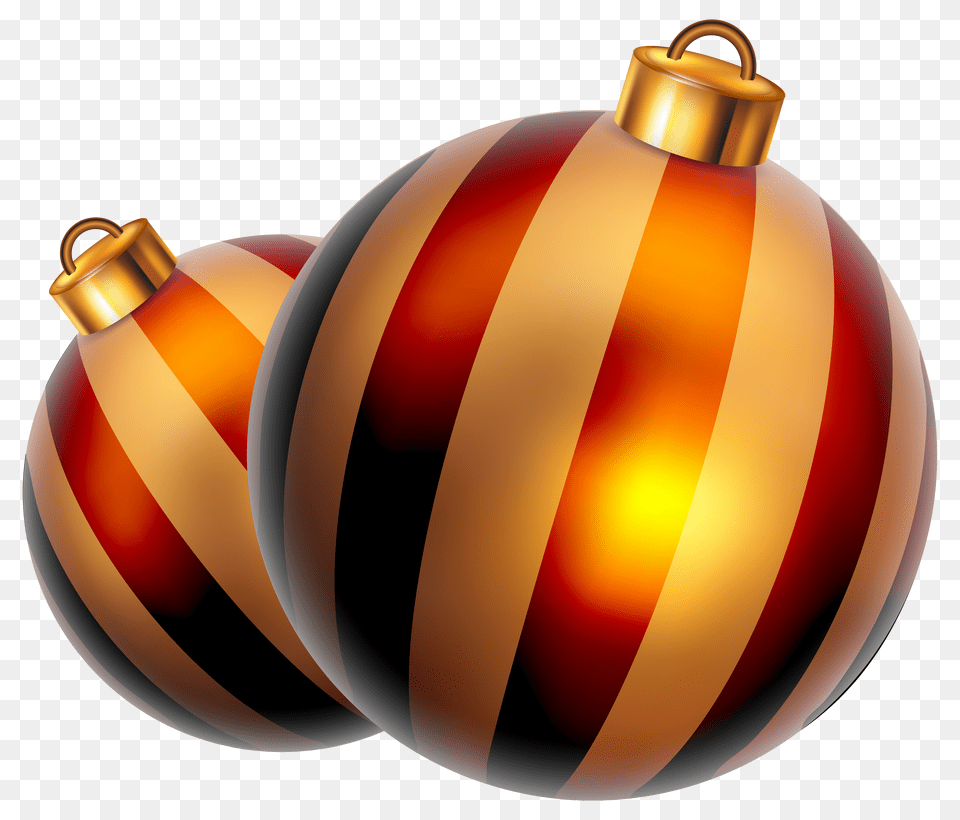 Striped Christmas Balls Clipart Adornos De New Year Ornament Art, Lighting, Sphere, Gold, Ammunition Png Image