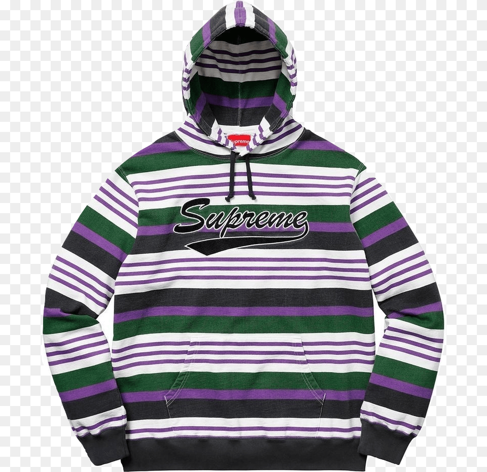 Striped Hooded Sweatshirt Supreme, Clothing, Hoodie, Knitwear, Sweater Png Image