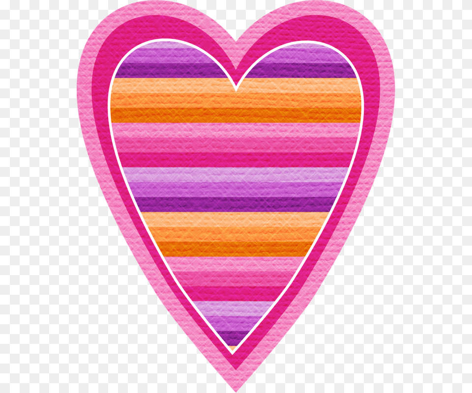 Striped Pink Orange Purple Heart Png Image
