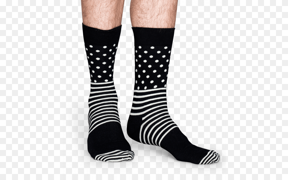 Stripes Amp Dots Sock Sock, Clothing, Hosiery, Person Free Png Download