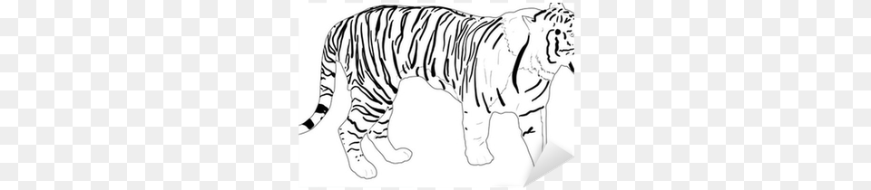 Stripped Tiger Silhouette Isolated On White Sticker Tiger, Animal, Mammal, Wildlife, Zebra Free Png Download