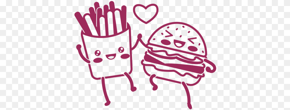 Stroke Burger Fries Holding Hands Transparent U0026 Svg Hambufer And Fires Svg, Light, Sticker Free Png Download