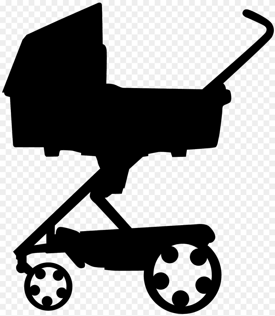 Stroller Silhouette, Device, Grass, Lawn, Lawn Mower Free Transparent Png