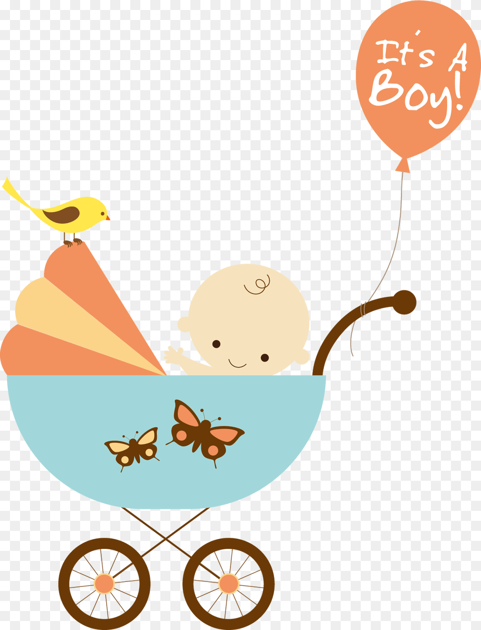 Stroller Vector Material Baby Shower Cartoon, Balloon, Animal, Bird, Tool Png Image