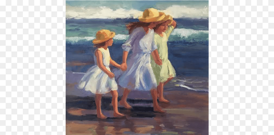Strolling On The Beach Beach, Hat, Art, Painting, Clothing Png