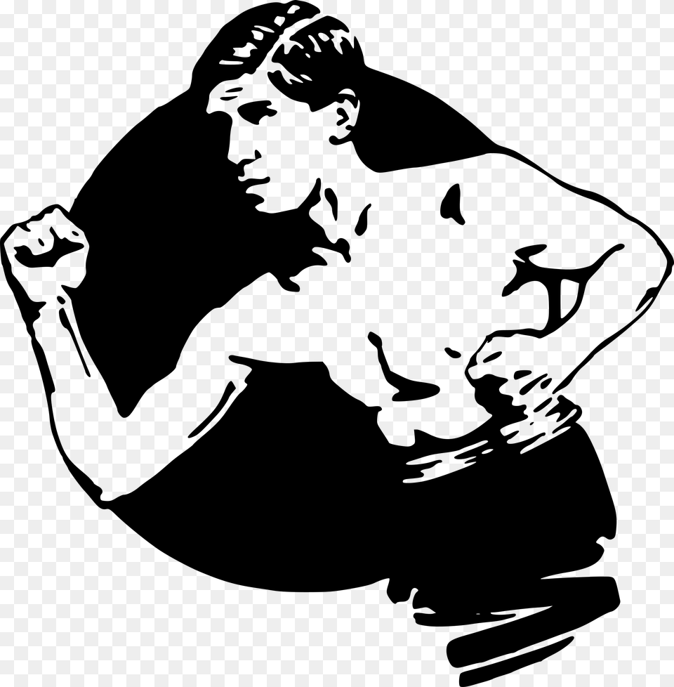 Strong Black And White Clip Art Man, Gray Free Png
