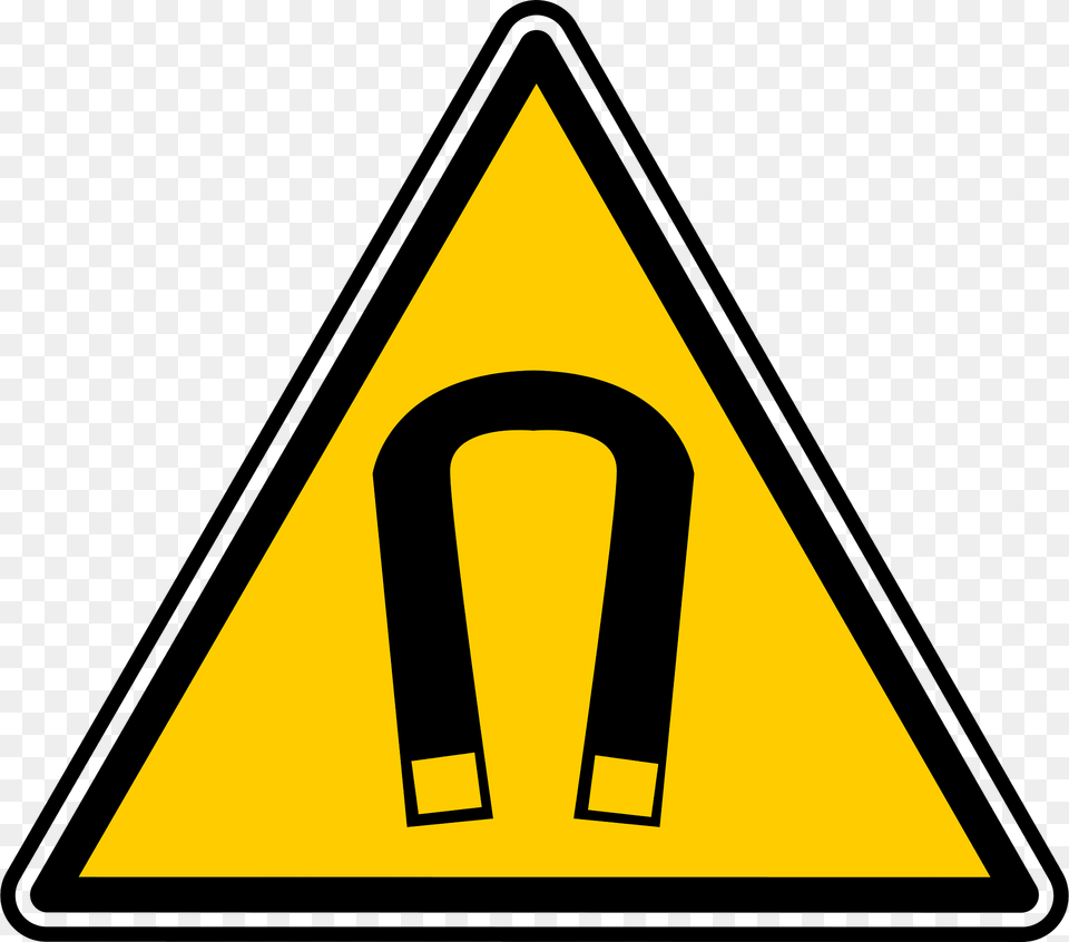 Strong Magnetic Field Warning Sign Clipart, Symbol, Road Sign, Triangle Free Png