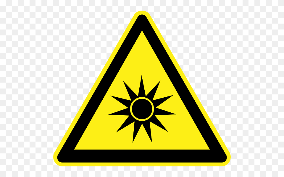 Strong Sun Heat Hazard Warning Sign, Symbol, Triangle Free Png Download