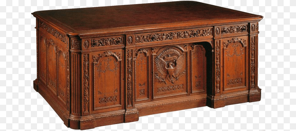 Strong Wood Carved Desk Resolute Desk, Table, Sideboard, Furniture, Altar Free Png