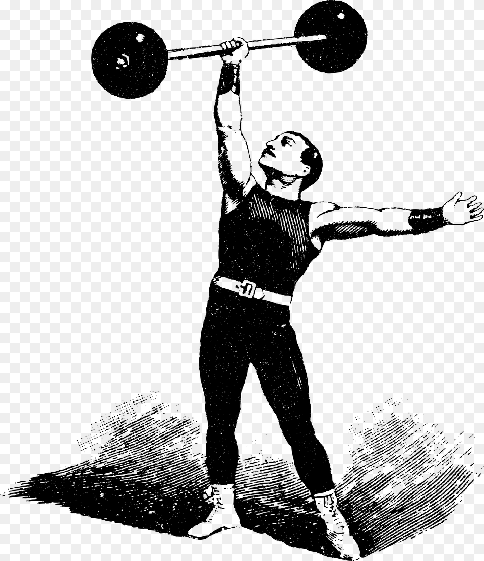 Strongman Vintage Weight Lifter, Gray Png Image