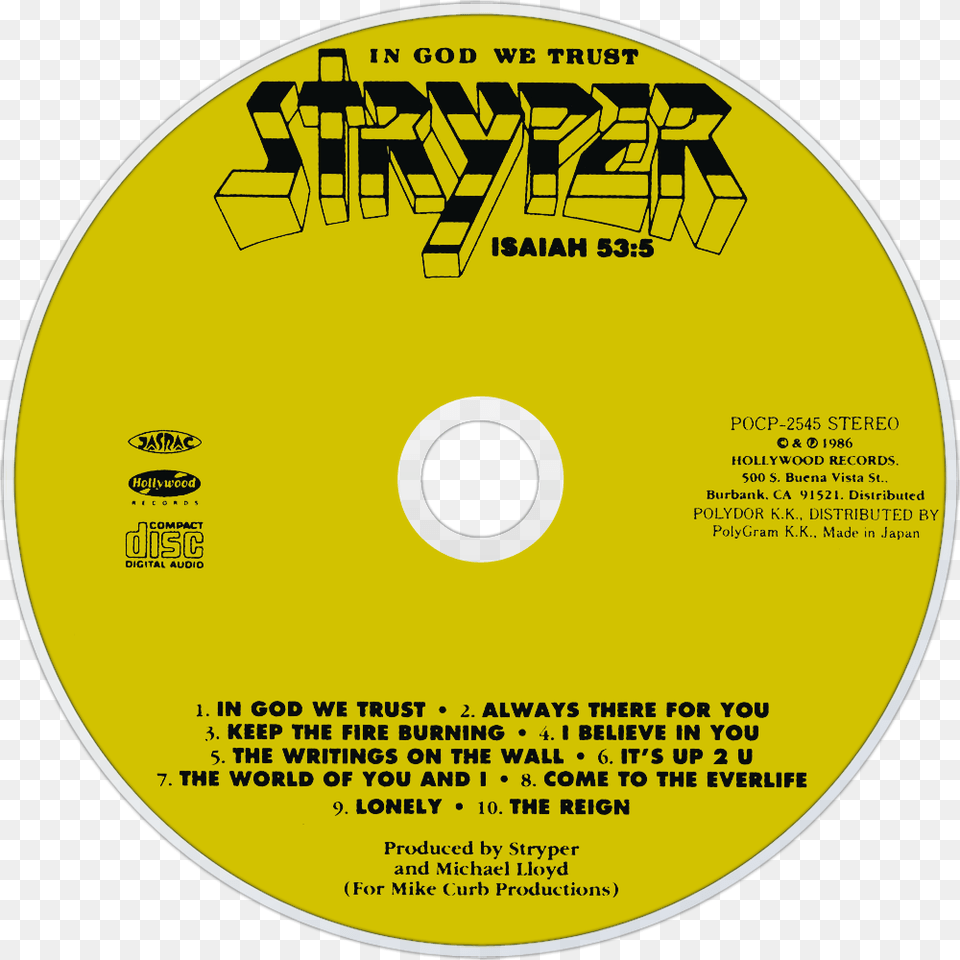 Stryper In God We Trust Cd Disc Image Cd Stryper In God We Trust, Disk, Dvd Free Png Download