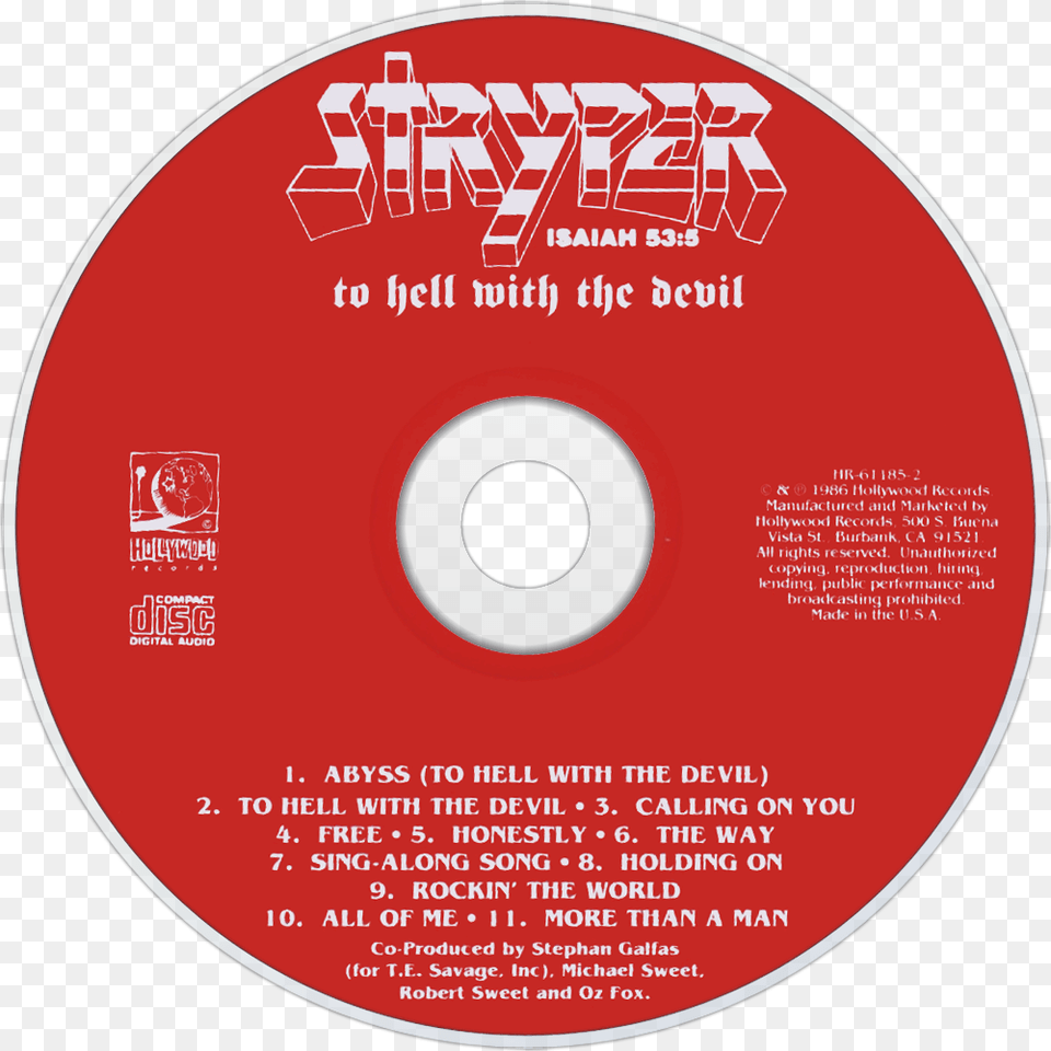 Stryper To Hell With The Devil Cd Disc Soldiers Under Command Isaiah 535 Stryper Audio, Disk, Dvd Free Png