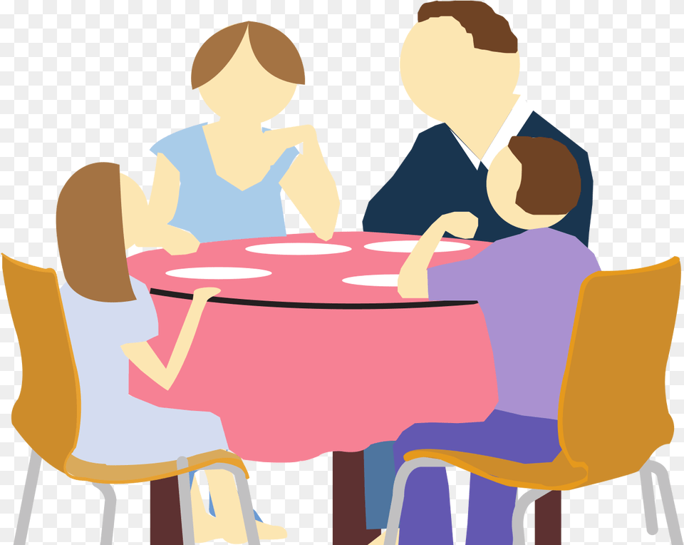 Stuck Self Family At Dinner Clipart, Furniture, People, Person, Table Free Png Download