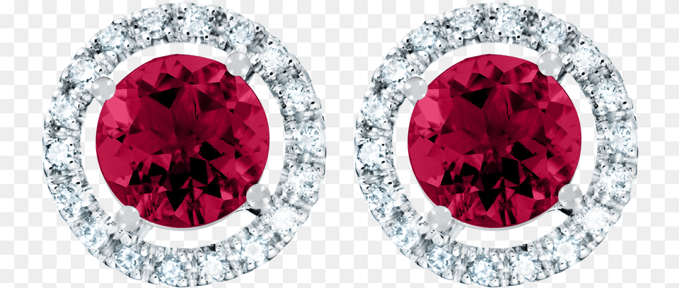 Stud Earrings Halo Ruby Red In White Gold Earrings, Accessories, Diamond, Earring, Gemstone Png Image