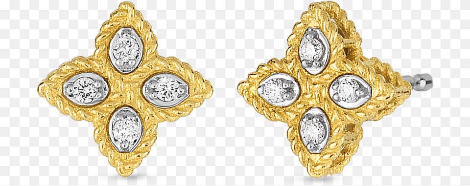 Stud Roberto Coin Princess Flower Earrings, Accessories, Earring, Jewelry, Diamond Free Transparent Png