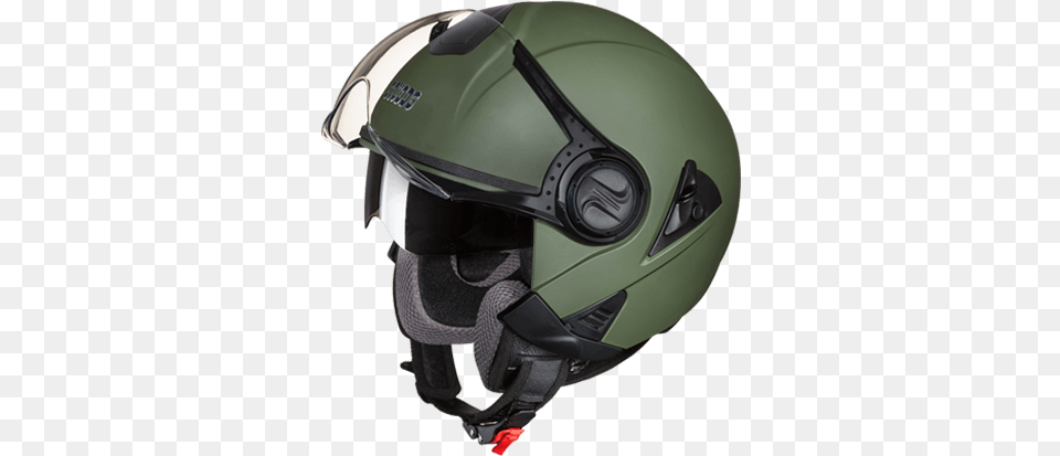 Studds Downtown Open Matt Military Green Motorcycle Helmet, Crash Helmet, Clothing, Hardhat Free Transparent Png
