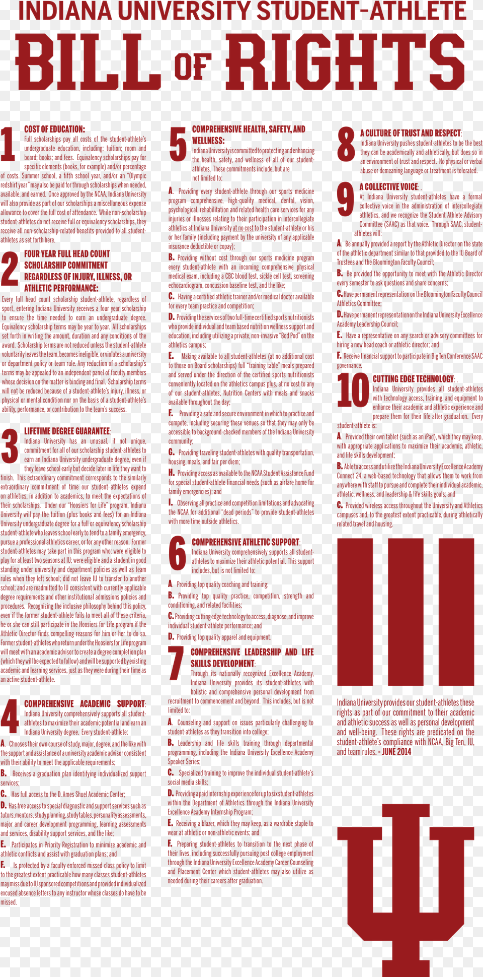 Student Athlete Bill Of Rights Indiana University, Advertisement, Poster, Text Free Transparent Png