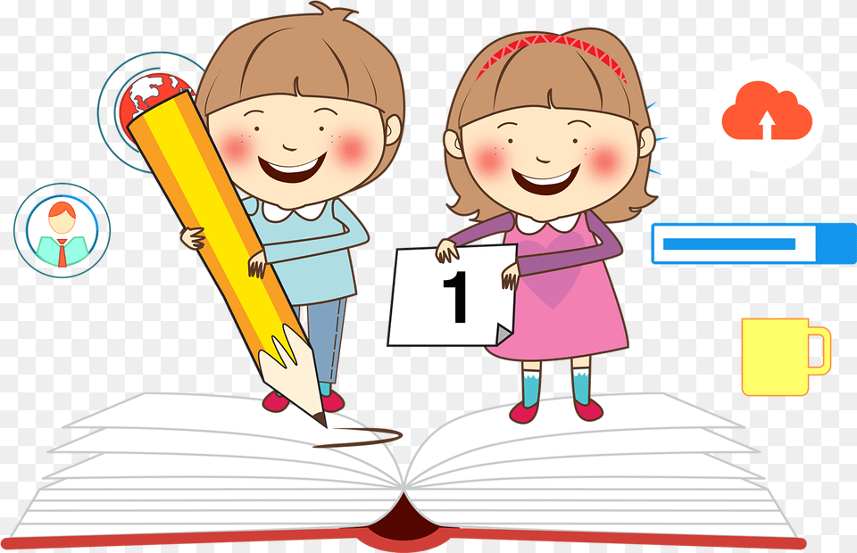 Student Clipart Children Studying Clipart, Book, Comics, Publication, Baby Free Png Download