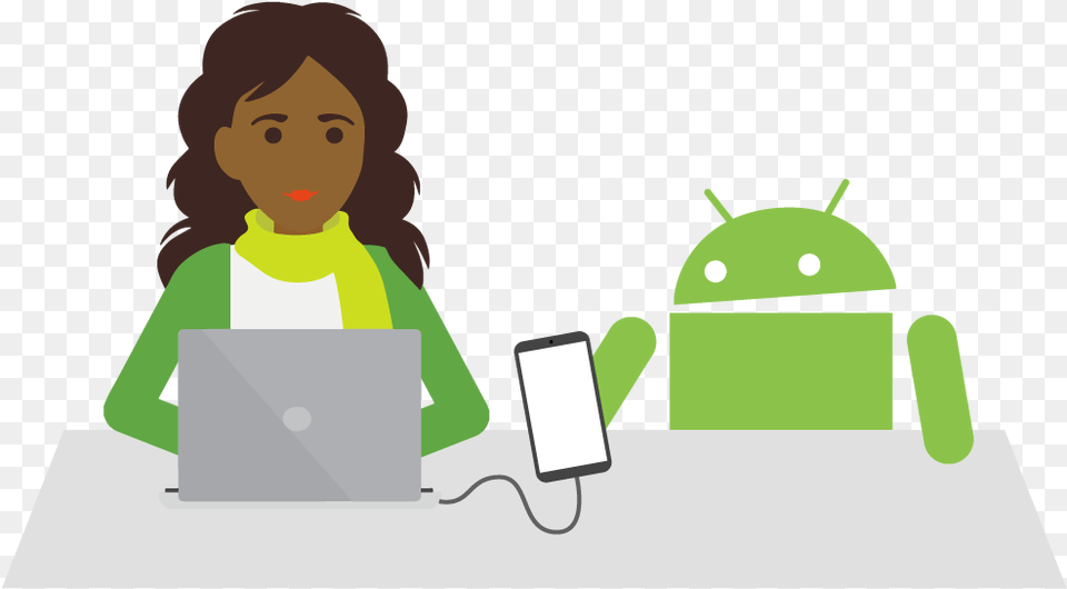 Student Coding An Android Phone Sitting With An Android Android Logo Coding, Computer, Electronics, Laptop, Pc Png