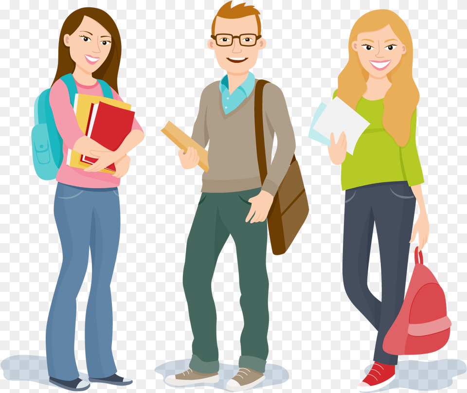 Student College Student Cartoon, Clothing, Pants, Walking, Shopping Free Png