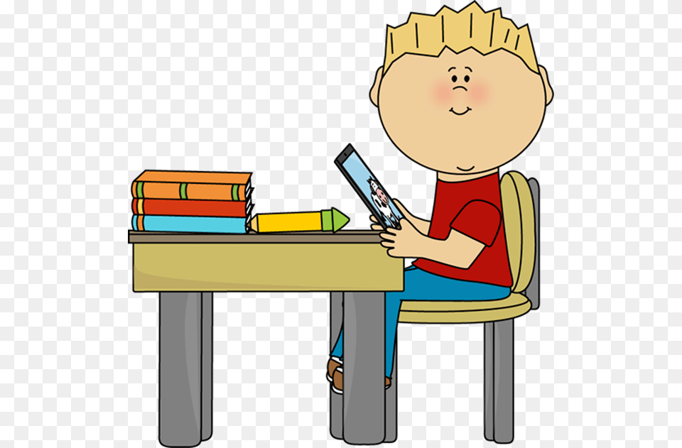 Student Desk Clip Art Sit At Table Clipart, Book, Reading, Publication, Person Free Transparent Png