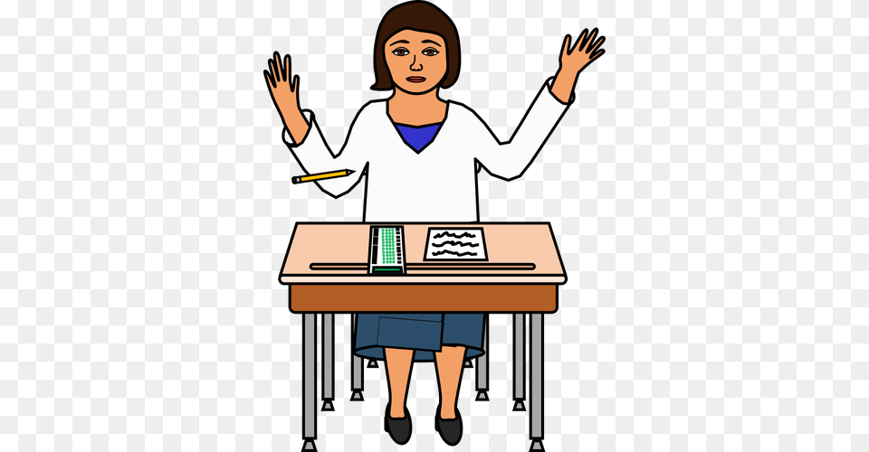 Student Doing A Test, Desk, Furniture, Table, Person Free Png