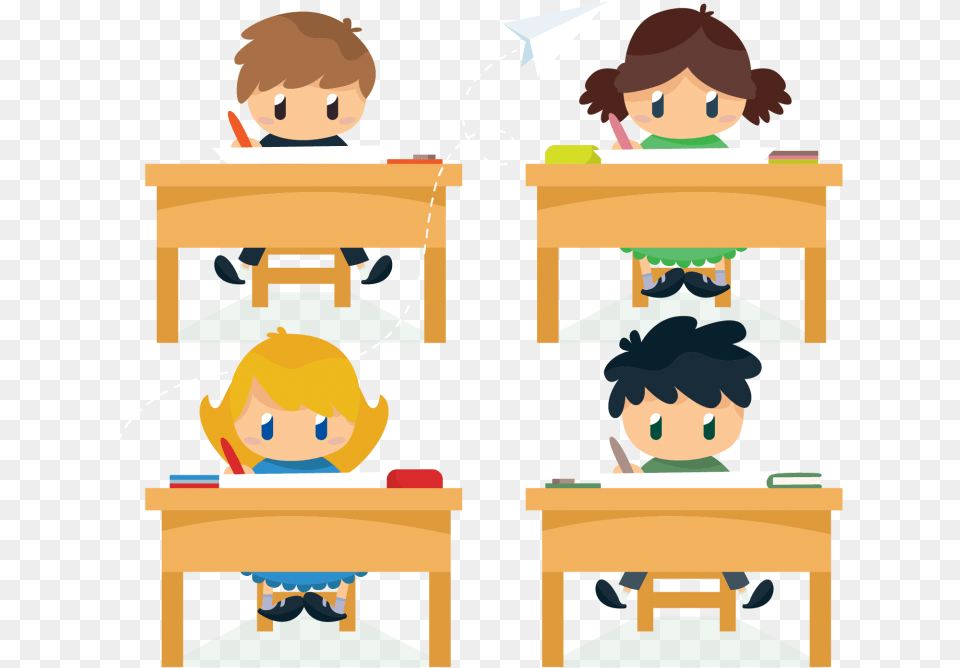 Student Doing Homework Cartoon, Reading, Person, Table, Furniture Free Png