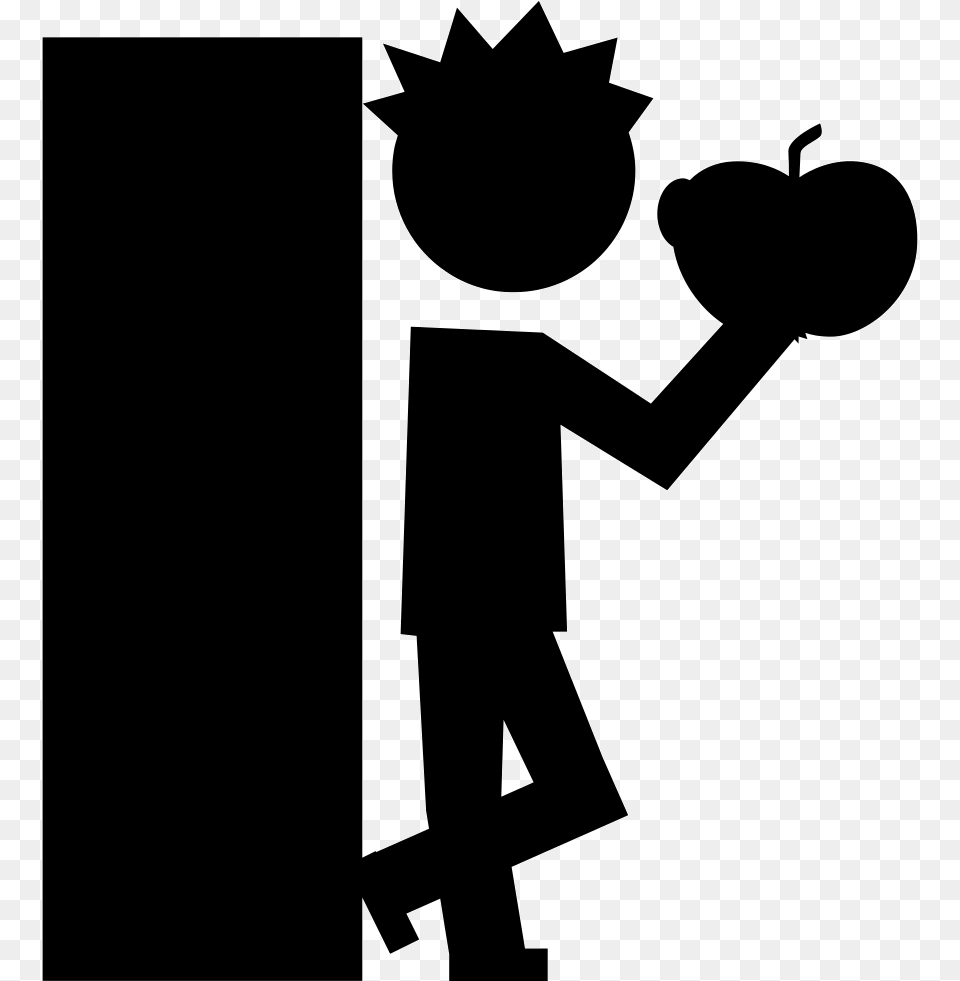 Student Eating An Apple At Class Door Student Eating Silhouette, Stencil, People, Person Png