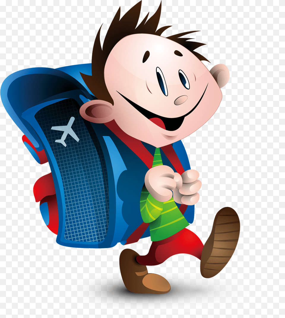 Student French Child School Clip Art, Bag, Cartoon, Face, Head Free Png Download