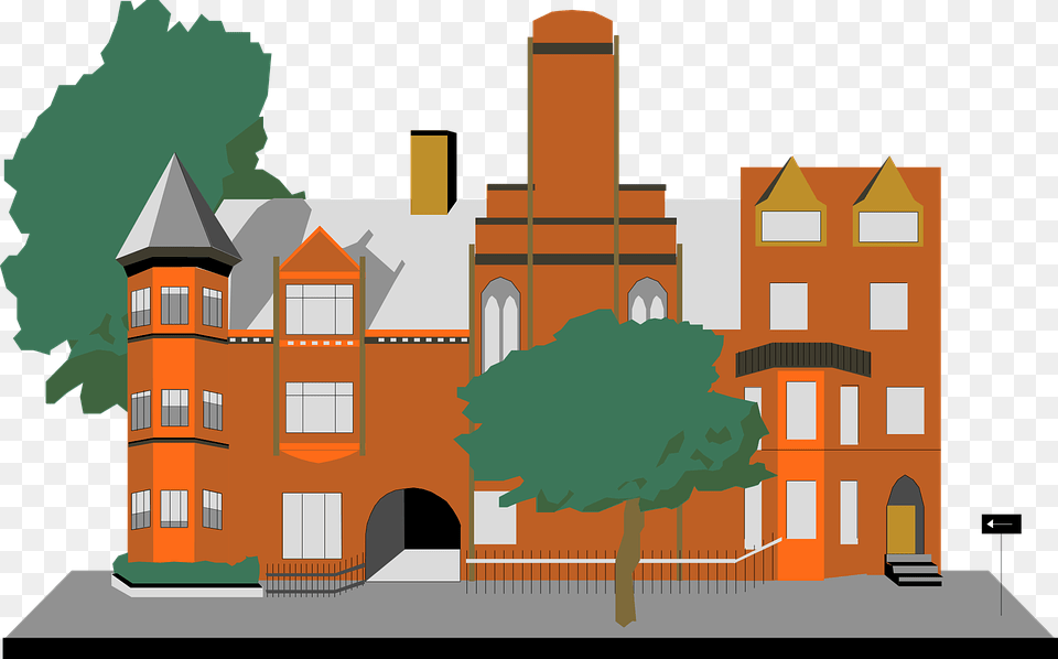 Student Handbook Picture Black And White Cartoon School Building Transparent, Neighborhood, City, Urban, Housing Free Png Download