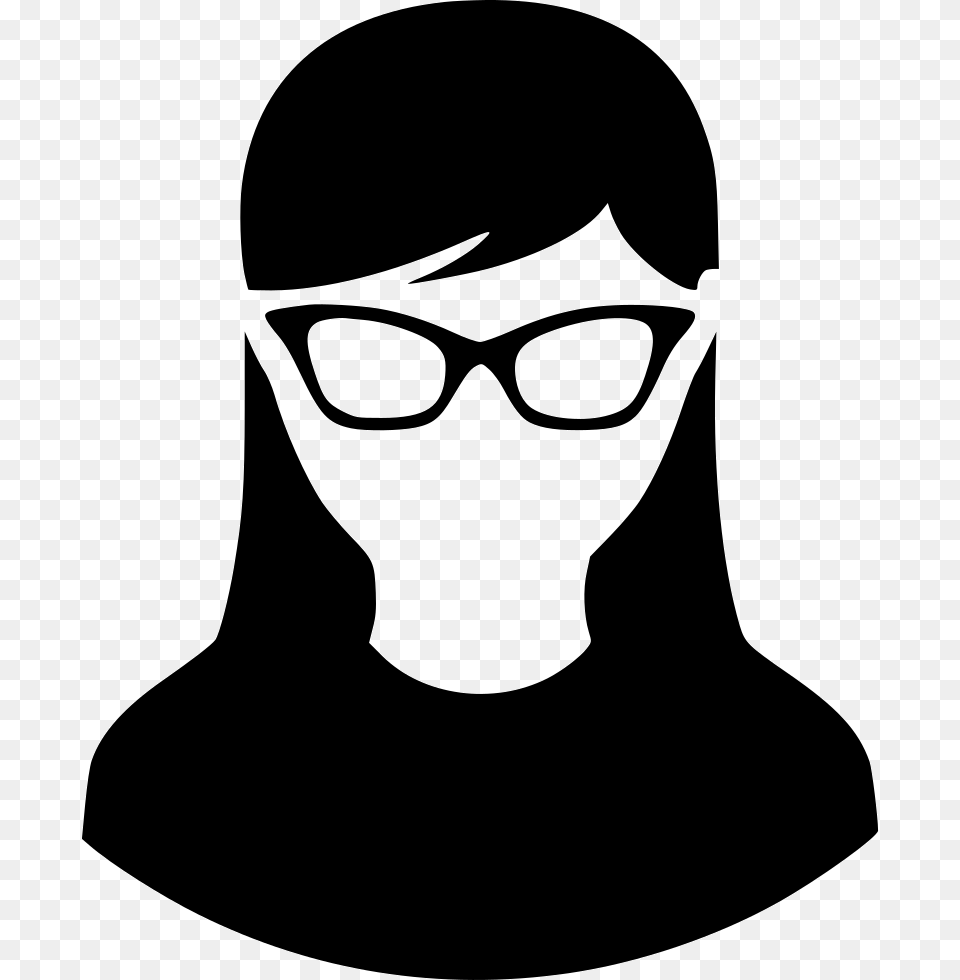 Student Lady Nerd Girl With Glasses Icon, Stencil, Woman, Adult, Female Free Png Download