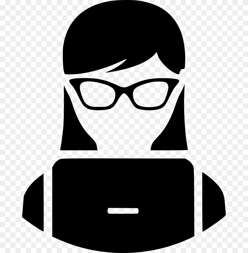 Student Lady Nerd Laptop Icon, Accessories, Glasses, Stencil, Adult Free Png Download
