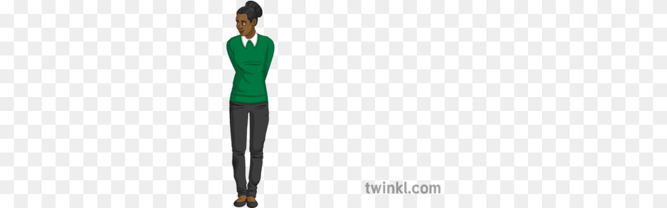 Student Looking Sideways Full Body General People Girl Secondary Standing, Pants, Clothing, Long Sleeve, Sleeve Free Png Download