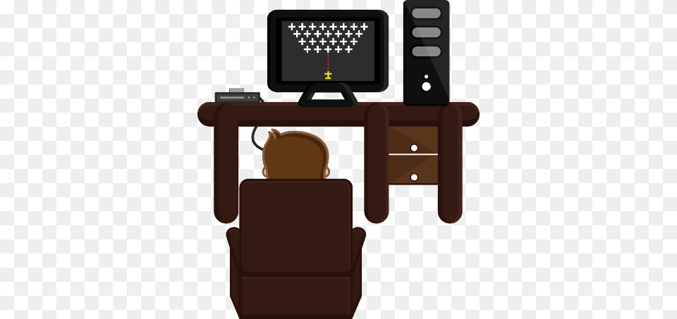 Student Playing Video Games Student Playing Computer Games Cartoon, Table, Furniture, Electronics, Desk Free Png Download