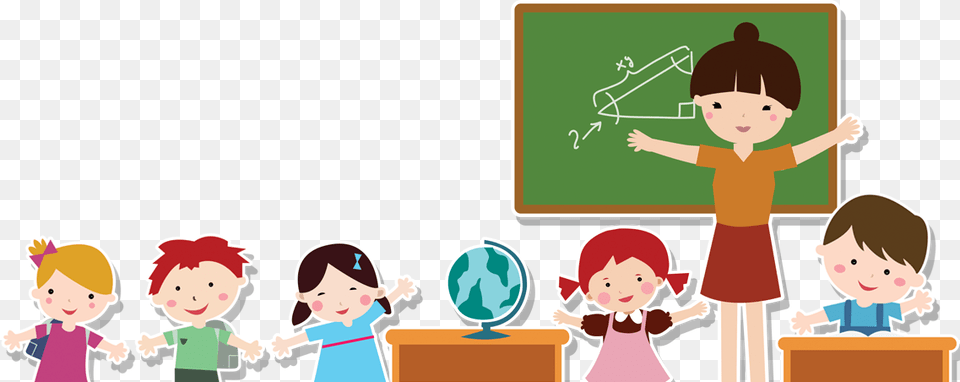 Student Teacher Cartoon Teacher And Students, Baby, Person, Architecture, School Free Png Download