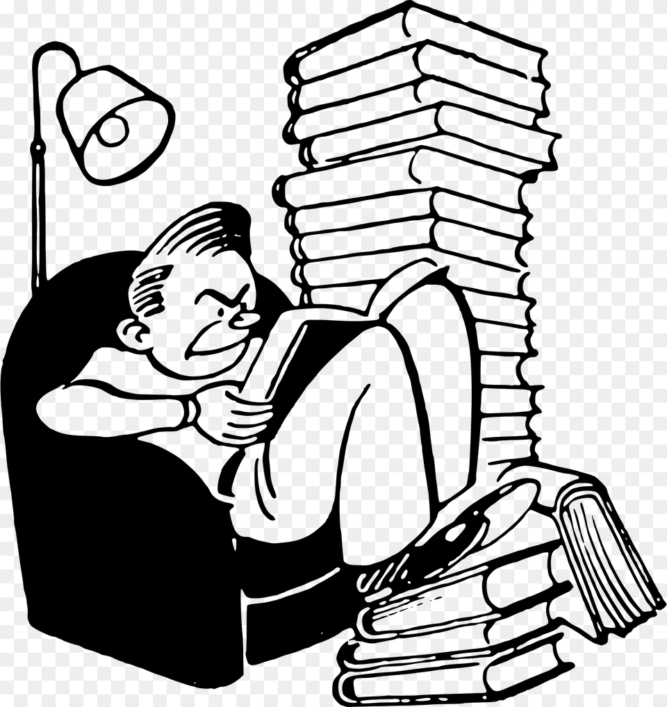 Student With Books Clipart, Person, Reading, Face, Head Free Transparent Png