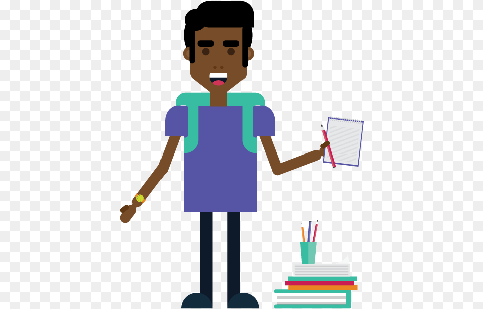 Student With Pencil And Notepad Cartoon Student With Money, Boy, Child, Male, Person Png