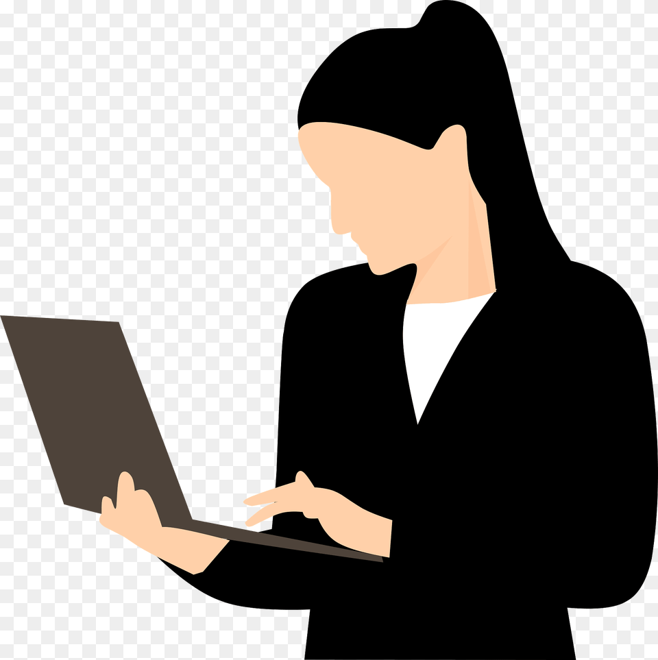 Student With The Laptop Clipart, Adult, Computer, Electronics, Female Free Png