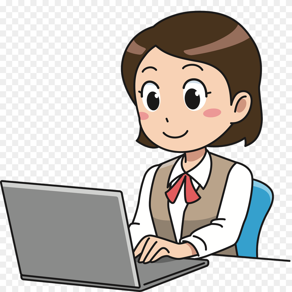 Student Working With Her Laptop Clipart, Computer, Electronics, Pc, Baby Free Png Download