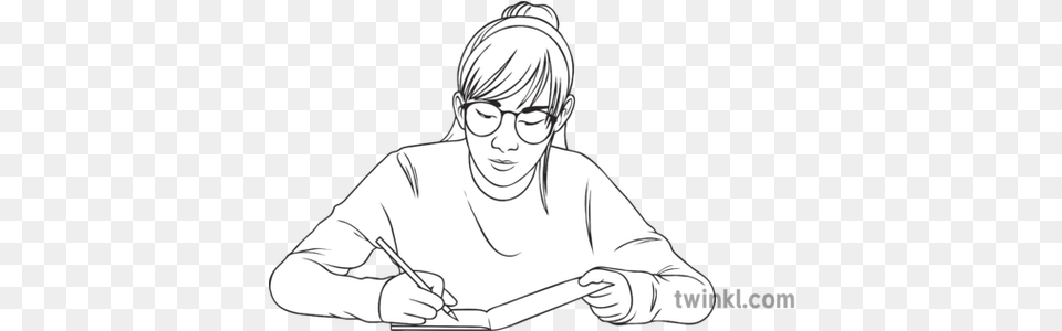 Student Writing In Book General People Girl Reading Studying Girl Student Writing Drawing, Woman, Adult, Art, Person Free Transparent Png