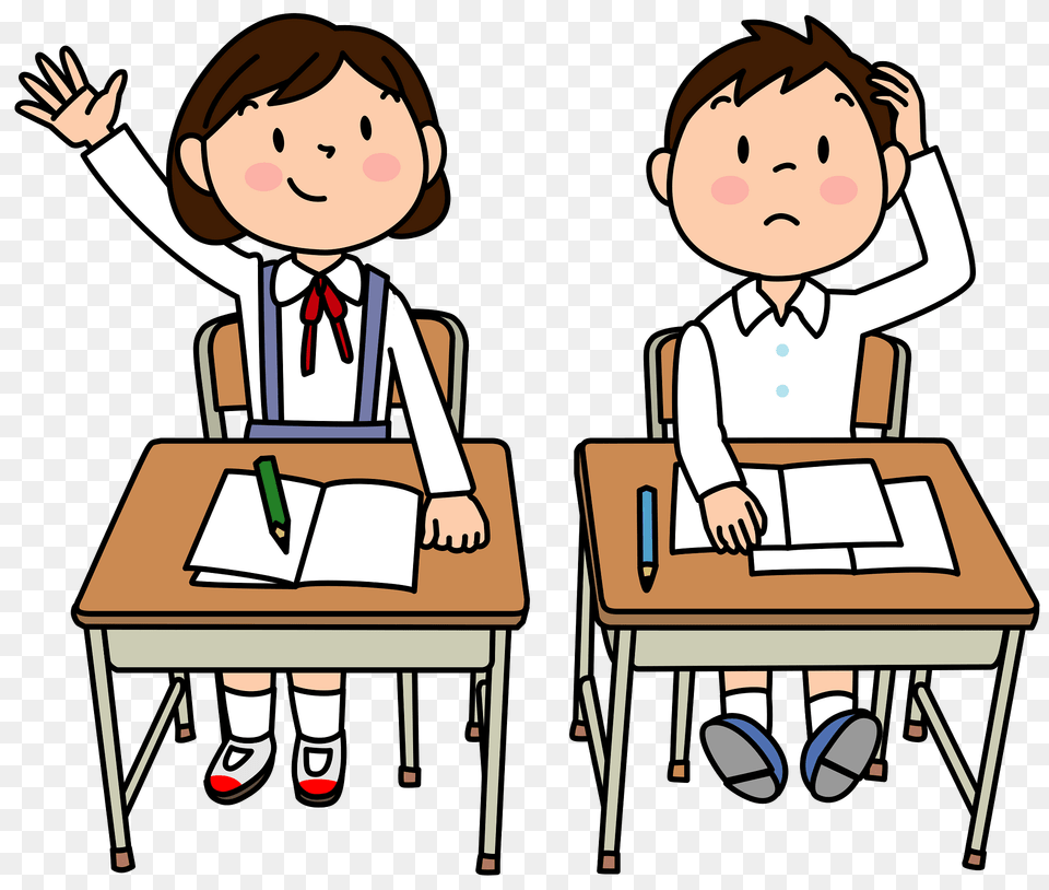 Students Class Study Clipart, Table, Baby, Person, Furniture Png Image