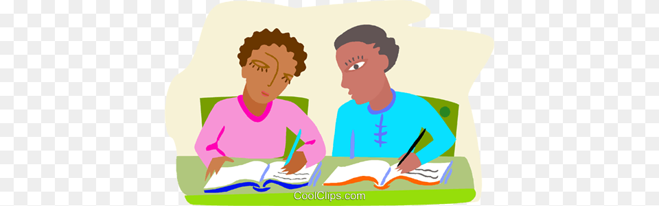 Students Comparing Their Notes Royalty Vector Clip Art, Person, Reading, Face, Head Free Transparent Png