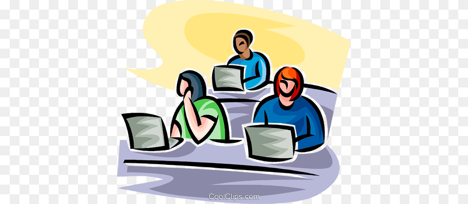 Students Working On A Laptop Royalty Vector Clip Art, Person, People, Reading, Pc Png
