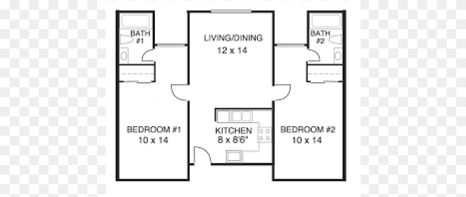 Studio 1 Bathroom Apartment For Rent At Central Perk Two Bedroom Two Bathroom House Floor Plan, Diagram, Floor Plan Free Transparent Png