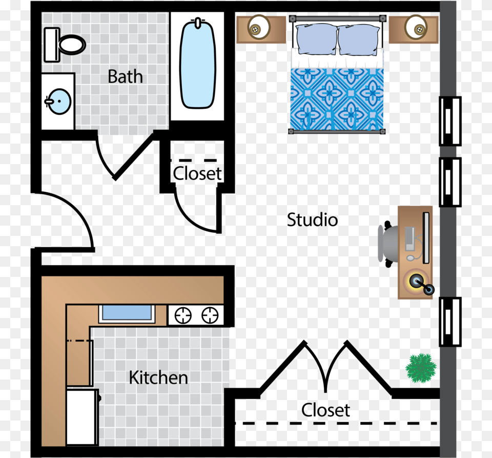 Studio 1 Bathroom Apartment For Rent At The Archer Floor Plan, Diagram, Floor Plan Free Png