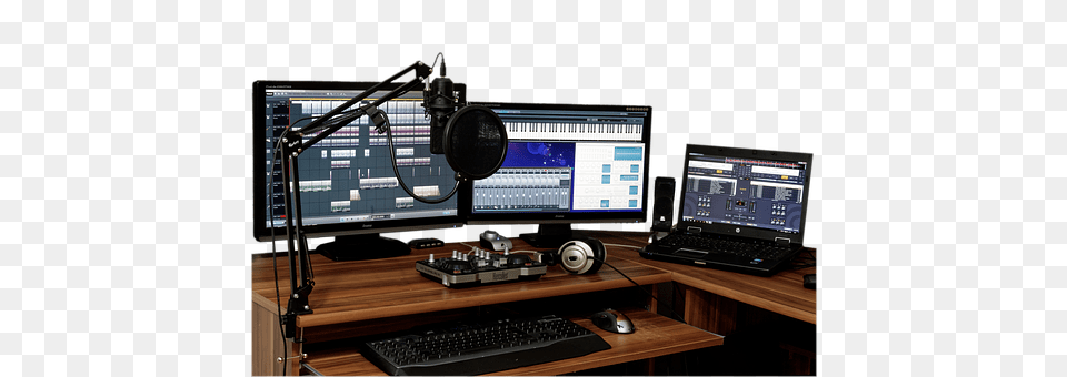 Studio Computer, Screen, Monitor, Microphone Png