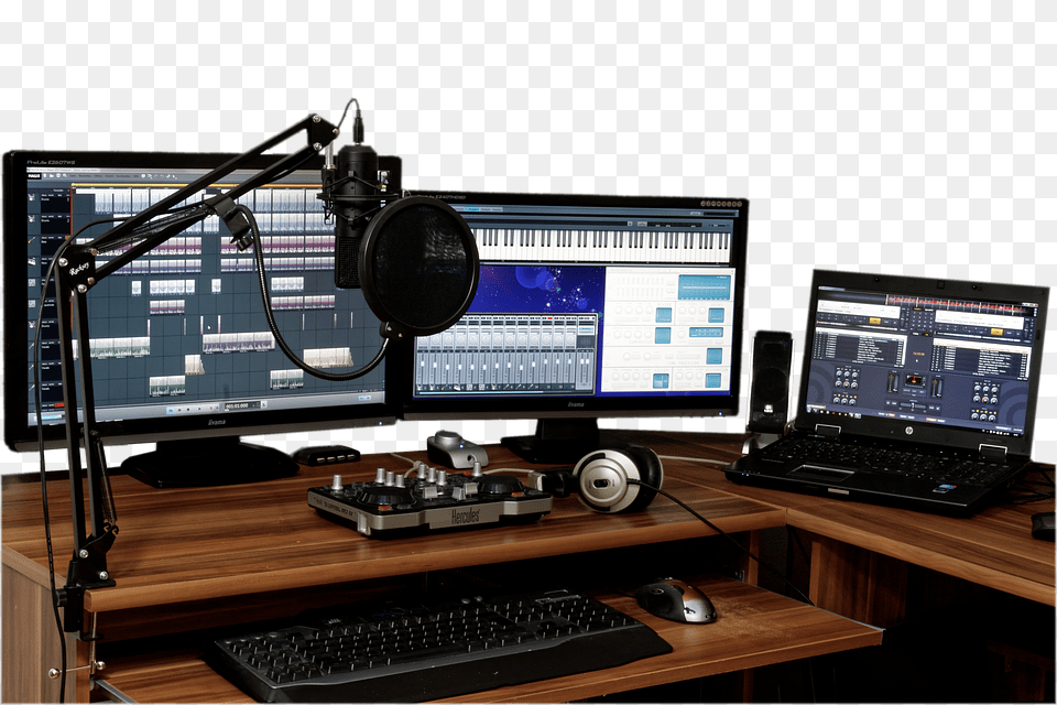 Studio Computer, Screen, Monitor, Microphone Free Png