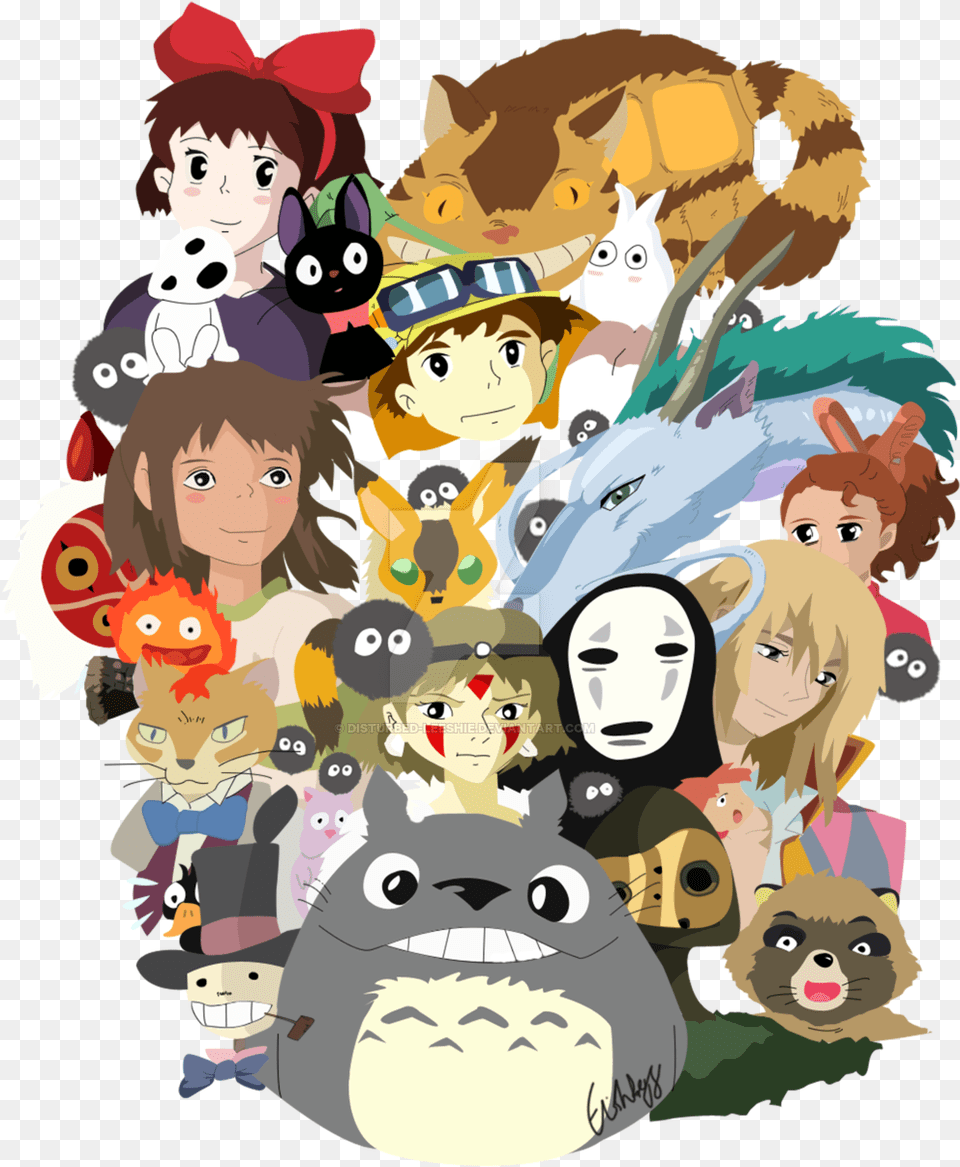 Studio Ghibli Collage Coloured By Disturbed Hayao Miyazaki Anime Characters, Art, Book, Comics, Publication Free Transparent Png