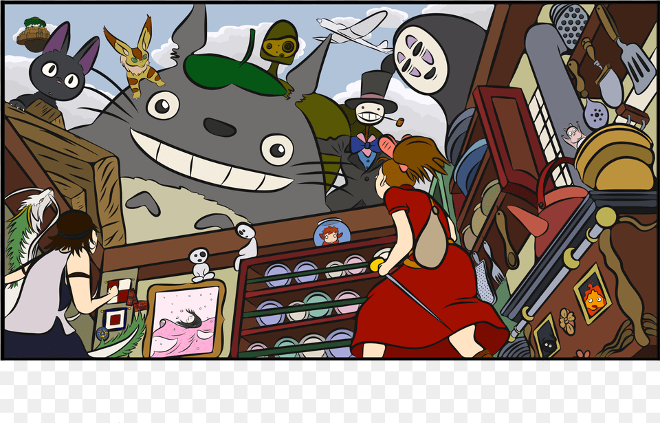 Studio Ghibli Movie Crossover Studio Ghibli Characters Crossover, Book, Comics, Publication, Person Free Png